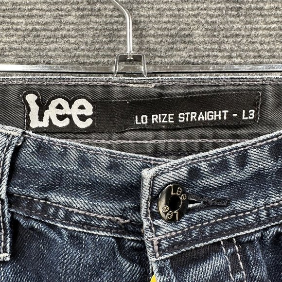 Lee Women's Jeans Blue Dark Wash Lo Rize Straight - L3 Button Fly Western Pants - Picture 3 of 13
